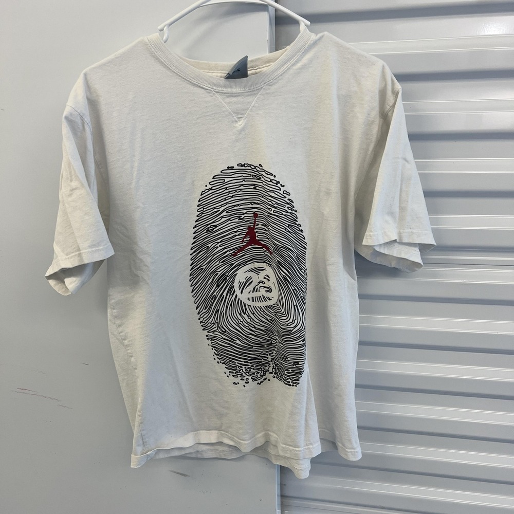 Nike Jordan Shirt Mens Large White Jumpman 23 Fingerprint Graphic Basketball Tee
